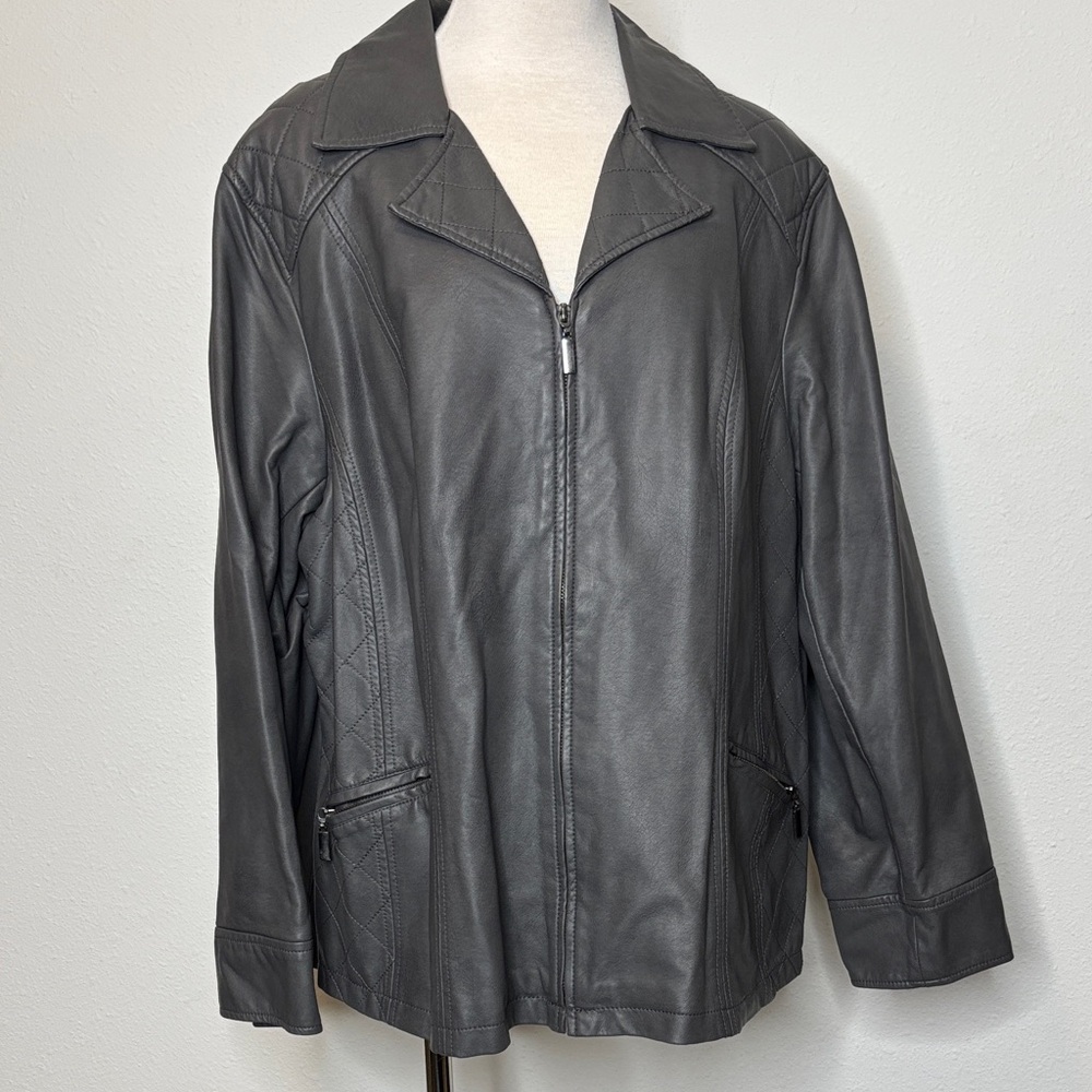 Alfani size 3X Women's Charcoal faux Leather Jacket